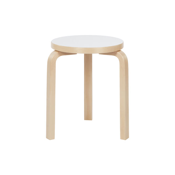 Stool 60, hvit/bj&oslash;rk, Artek