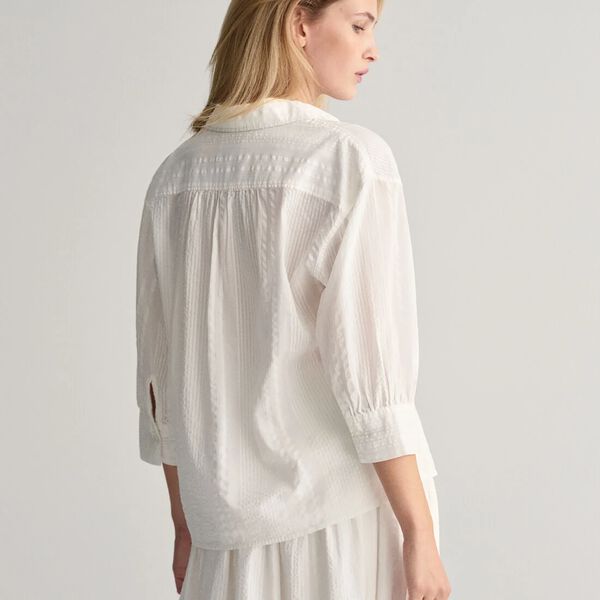 Relaxed Fit Seersucker Striped Popover Shirt, white, Gant